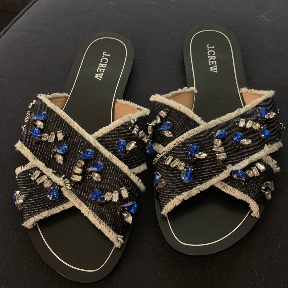 J Crew slides in embellished denim